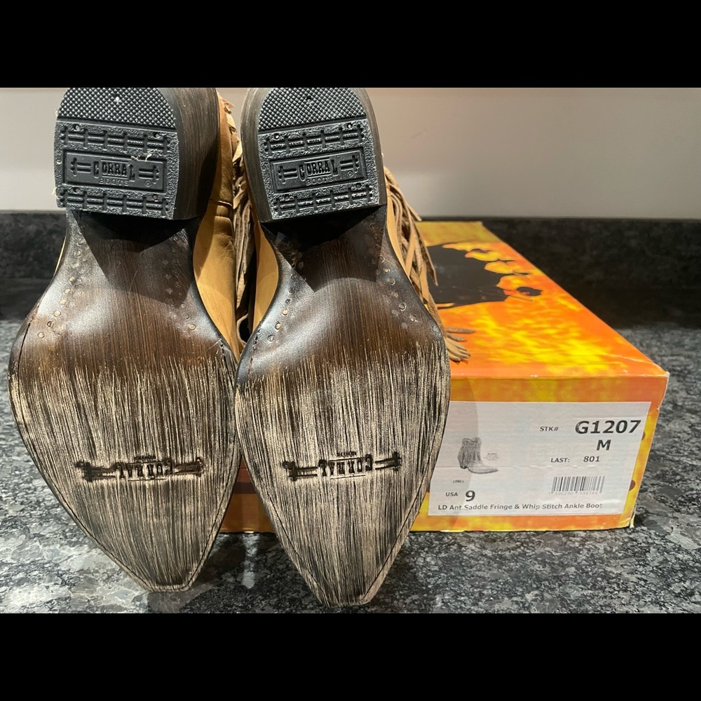 Corral Saddle Fringe and Whip Stitch Ankle Boot - Picture 3 of 3